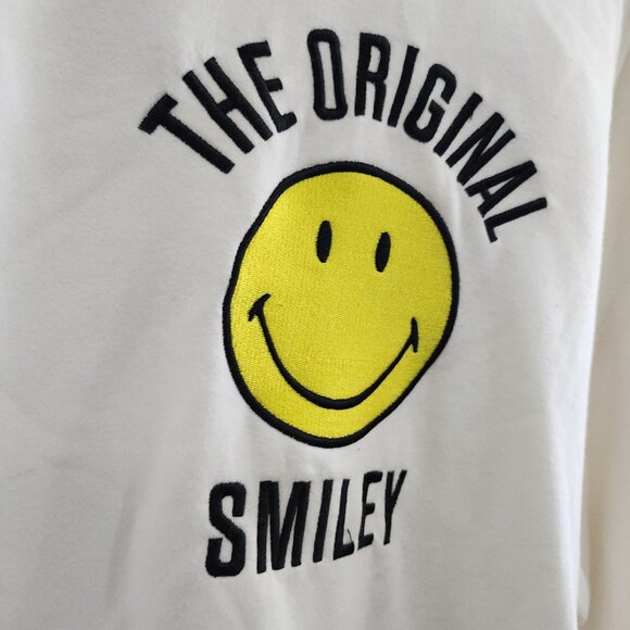 H&M Smiley Face Hoodie White Collab Graphic Pullover Sweatshirt Hoodie Men’s XL - Picture 7 of 14